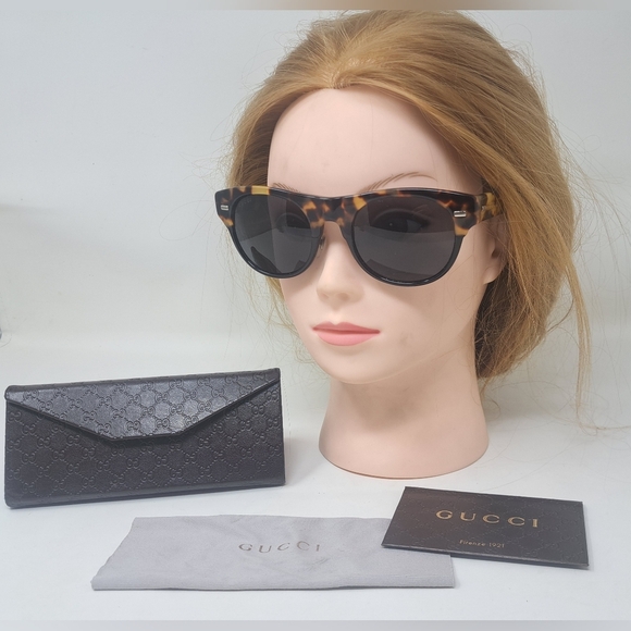 Gucci Accessories - Gucci Sunglasses Tortoise Dark Gray Tint Round GG 1088/S  Y5QY1 51-22-150